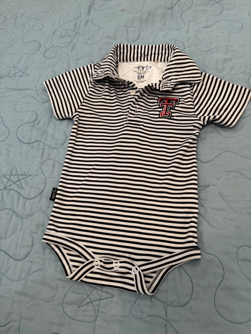 Unbranded Black & White Striped Polo Onesie for Kids